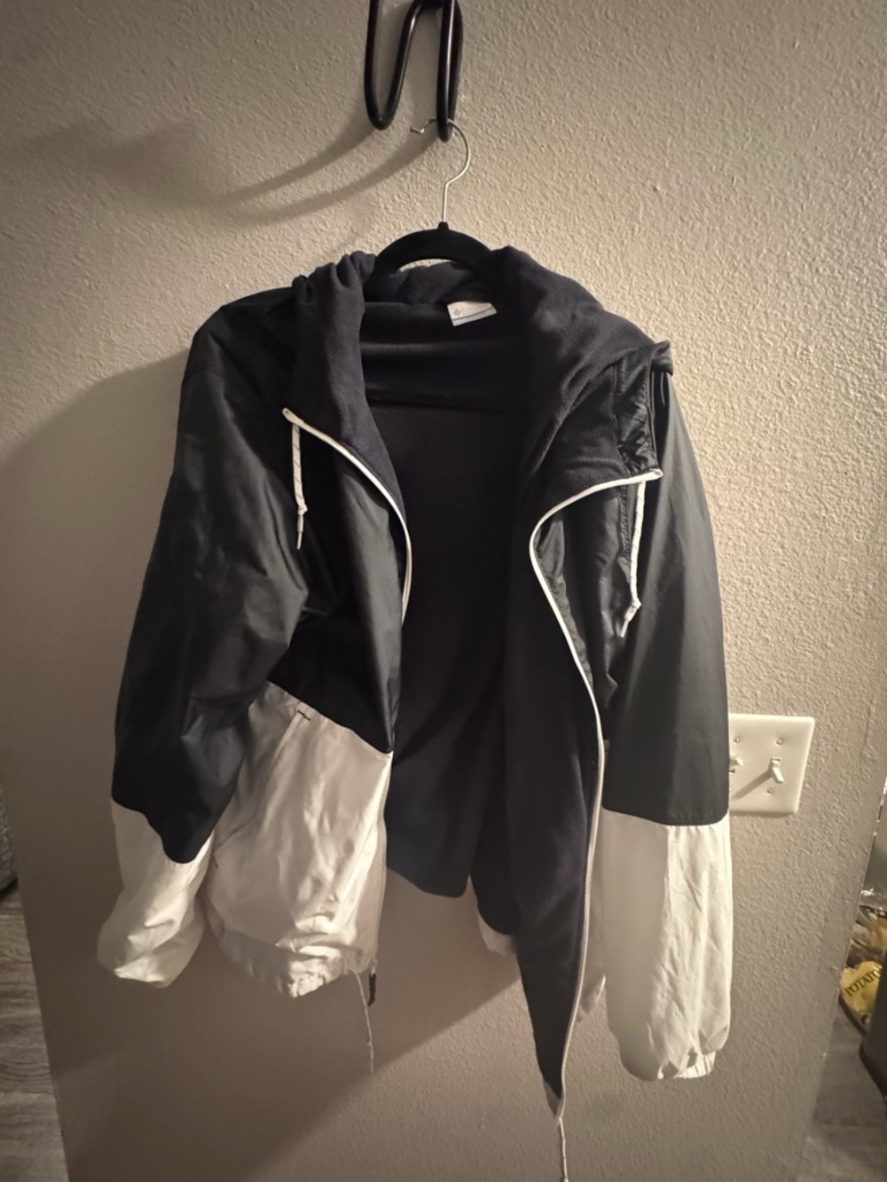 Women’s Black and White Hooded Colorblock Jacket